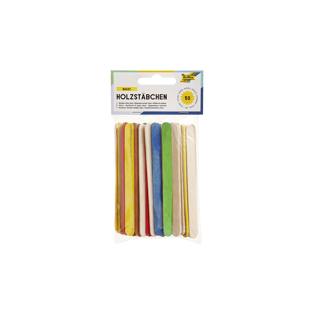 FOLIA ΞΥΛΑΚΙΑ ΠΑΓΩΤΟΥ 50 ΤΕΜΑΧΙΑ 114x10x2mm ΦΥΣΙΚΟ ΧΡΩΜΑ & ΑΣΣΟΡΤΙ