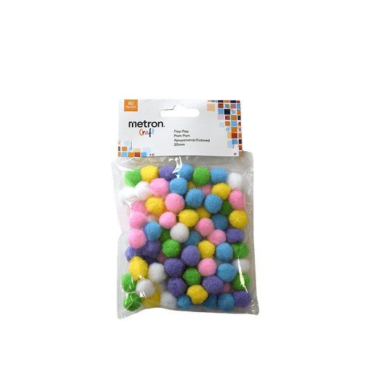 METRON CRAFT ΠΟΜ ΠΟΜ BLISTER 80 ΤΕΜΑΧΙΑ 2cm ΠΑΣΤΕΛ ΧΡΩΜΑΤΑ