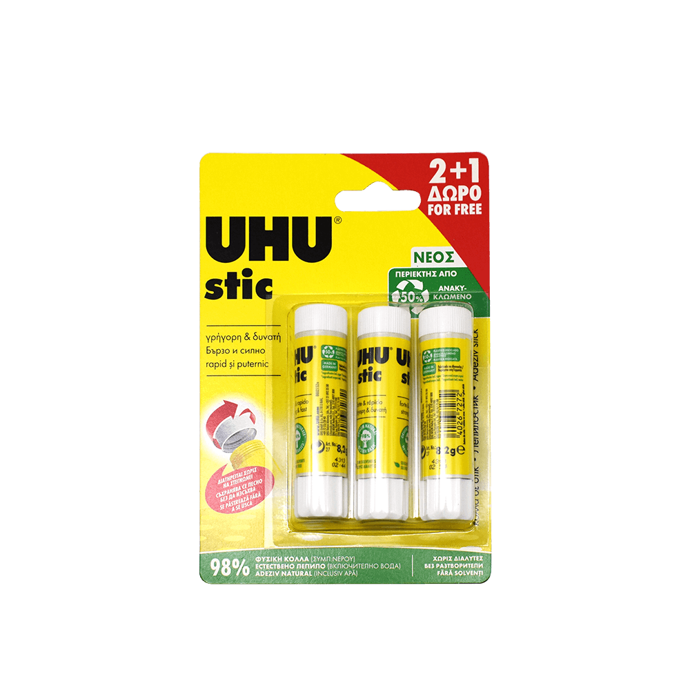 UHU ΚΟΛΛΑ STIC 8.2gr 2+1 ΔΩΡΟ