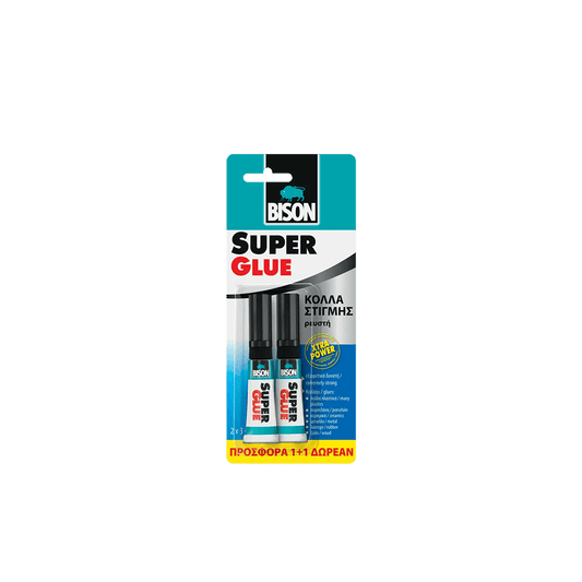 BISON ΚΟΛΛΑ BLISTER ΡΕΥΣΤΗ 3gr SUPER GLUE 1 ΤΕΜΑΧΙΟ & 1 ΤΕΜΑΧΙΟ ΔΩΡΟ