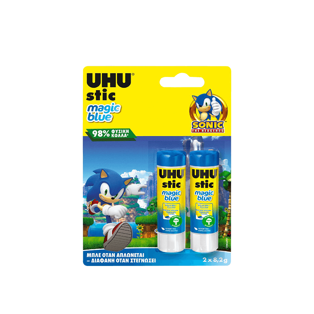 UHU ΚΟΛΛΑ STIC SONIC MAGIC BLUE BLISTER 2 ΤΕΜΑΧΙΑ 8.2gr