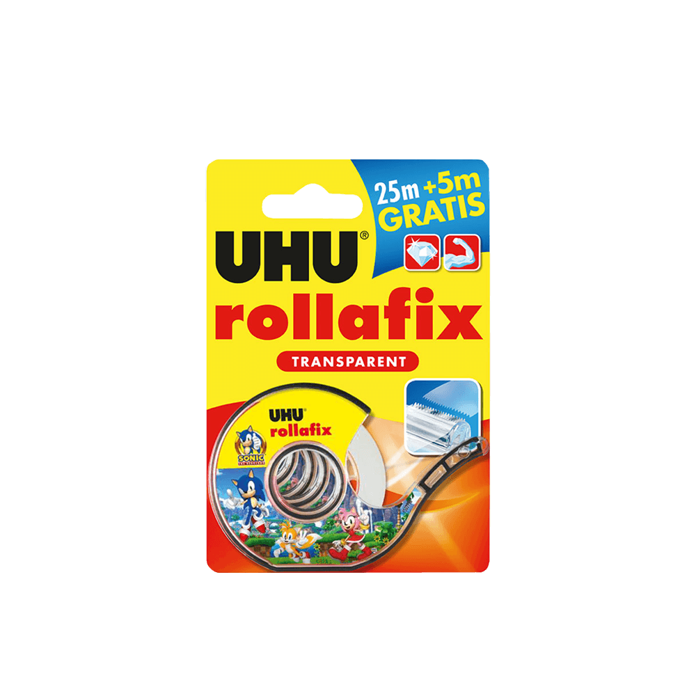 UHU ΤΑΙΝΙΑ ΚΟΛΛΗΤΙΚΗ SONIC ΔΙΑΦΑΝΗ ΜΕ ΒΑΣΗ BLISTER 25+5m ROLLAFIX