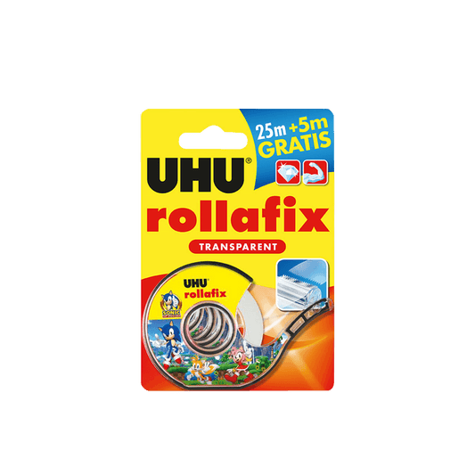 UHU ΤΑΙΝΙΑ ΚΟΛΛΗΤΙΚΗ SONIC ΔΙΑΦΑΝΗ ΜΕ ΒΑΣΗ BLISTER 25+5m ROLLAFIX