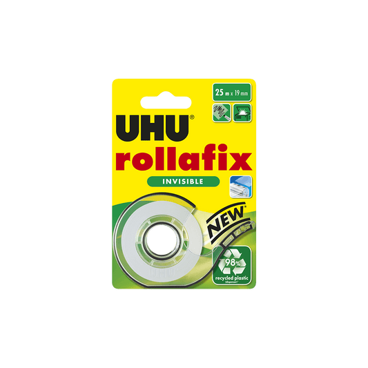 UHU ΤΑΙΝΙΑ ΚΟΛΛΗΤΙΚΗ ΑΟΡΑΤΗ ΜΕ ΒΑΣΗ BLISTER 25mx19mm