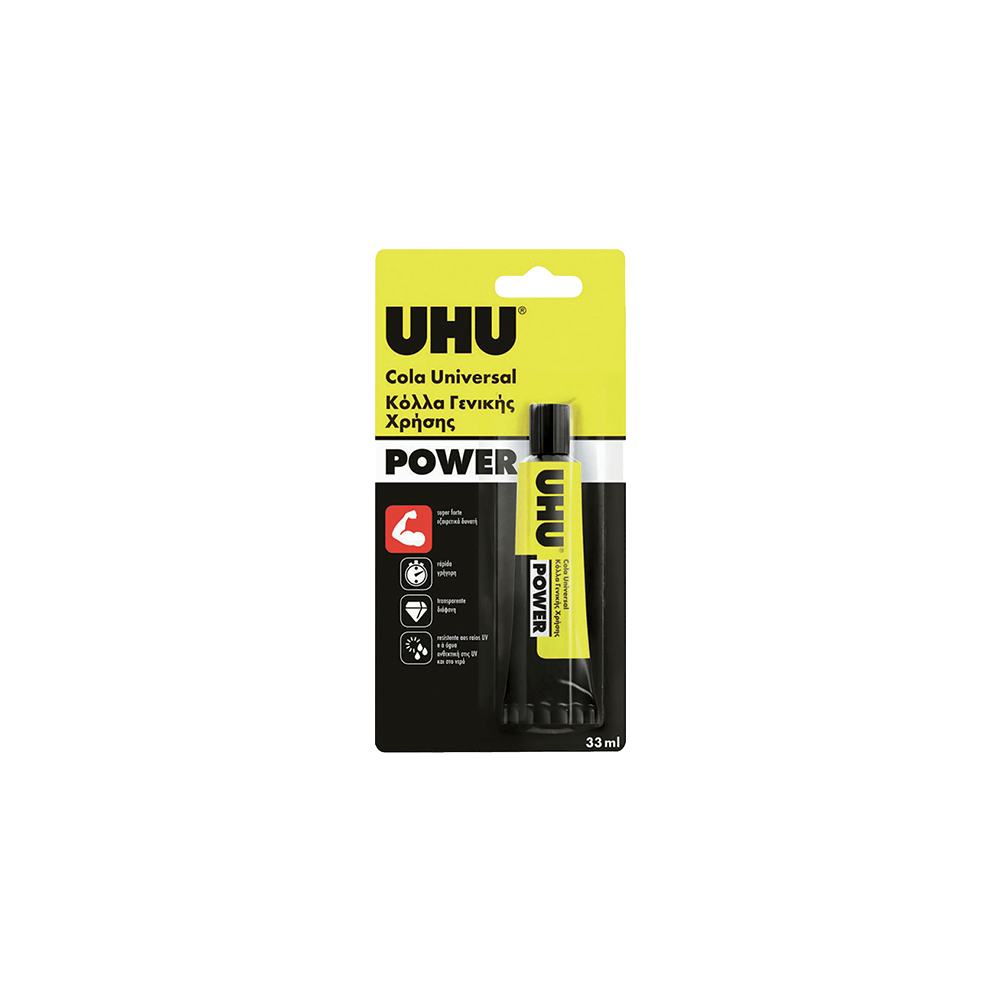 UHU ΚΟΛΛΑ ΓΕΝΙΚΗΣ ΧΡΗΣΗΣ BLISTER 33ml POWER ΔΙΑΦΑΝΗ